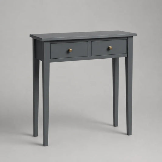 Console rectangulaire en bois et MDF gris anthracite avec 2 tiroirs, 80 × 30 × 80 cm