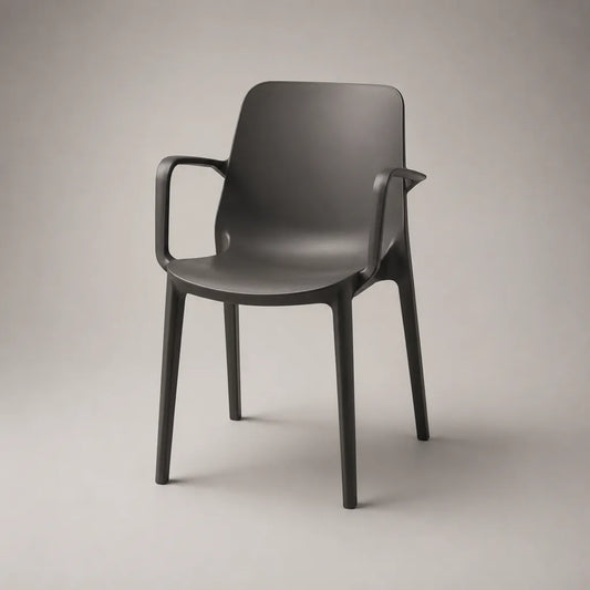 Chaise de jardin avec accoudoirs en polypropylène gris anthracite, 58 × 55 × 82 cm