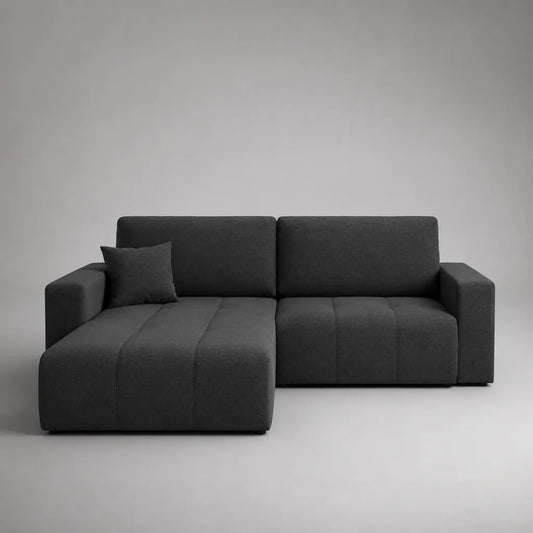 Canapé d’angle 3 places en tissu gris anthracite avec méridienne gauche, 240 × 160 × 85 cm