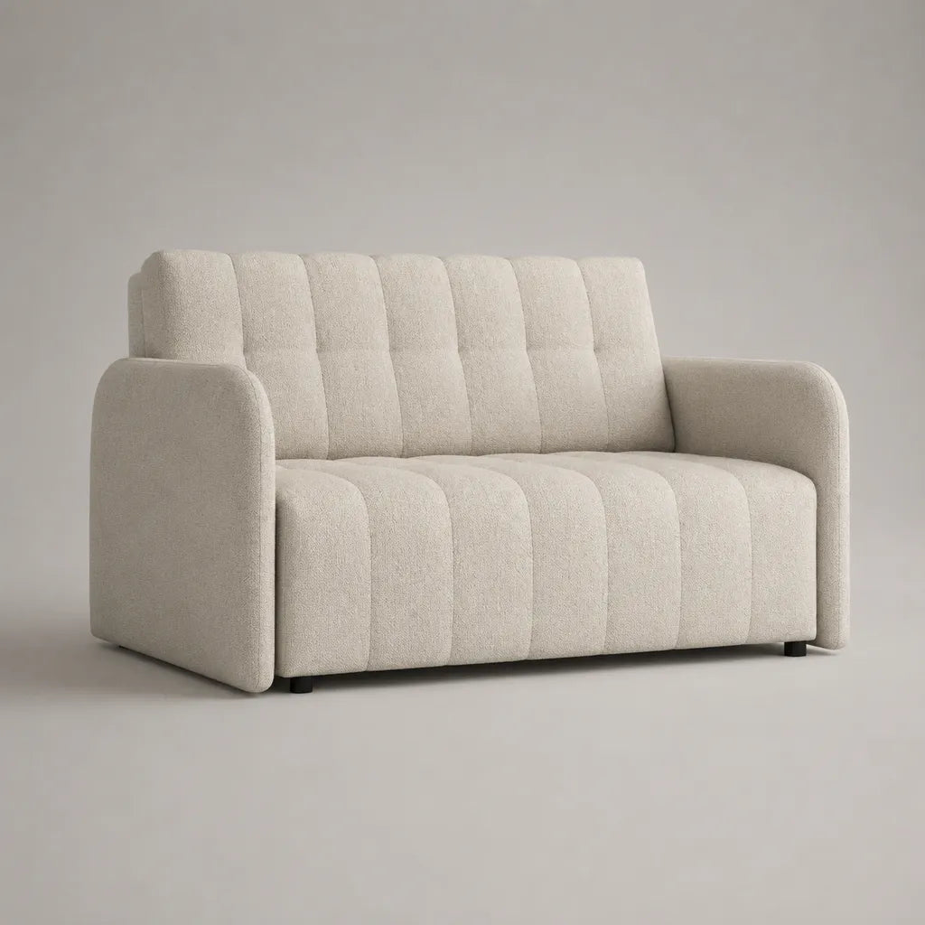 Canapé droit 2 places en tissu crème, 170 × 90 × 86 cm